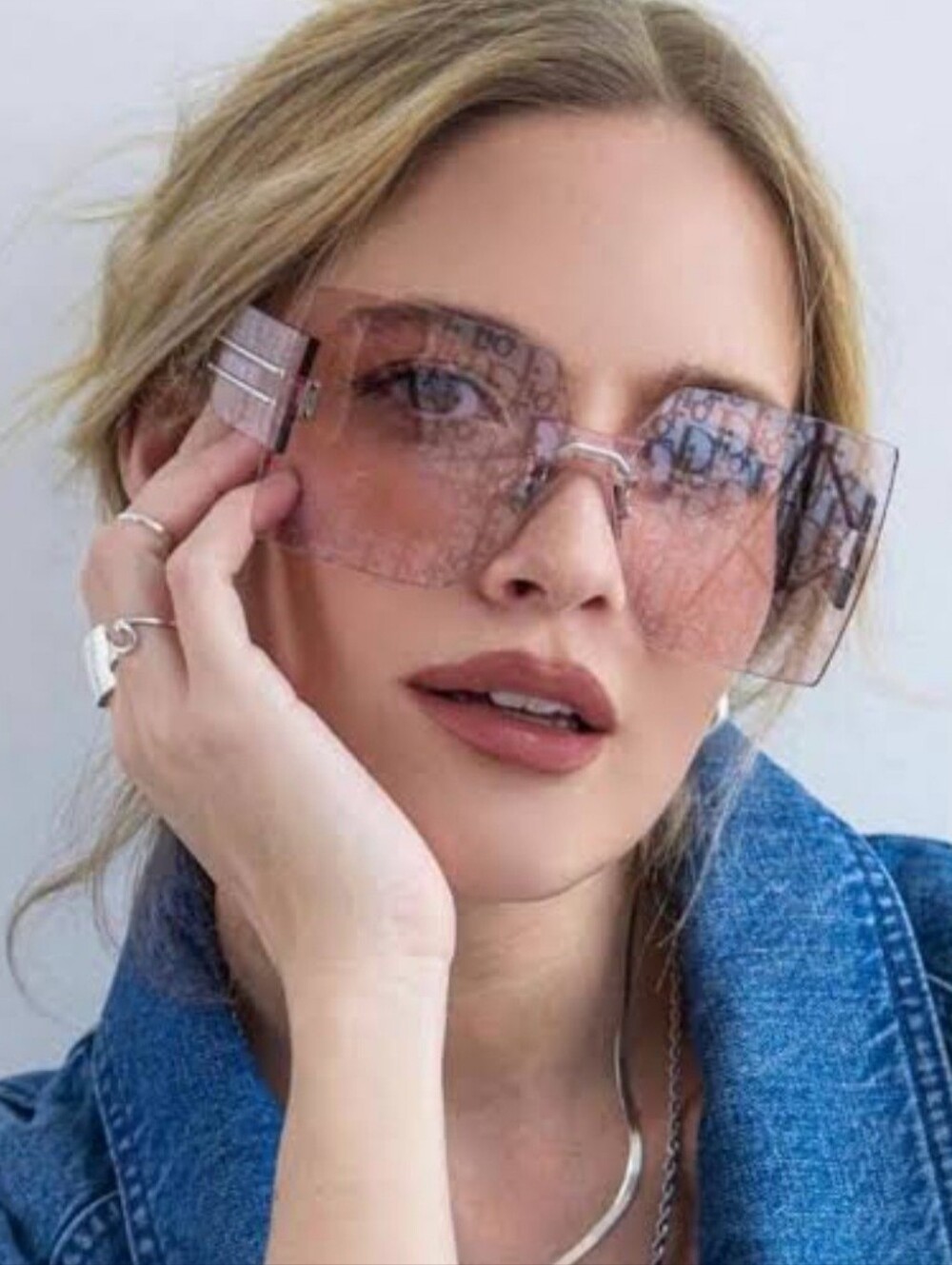 Dior Club M5u Rimless Logo Shield Sunglasses - Pink Tint